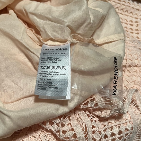 Warehouse (ASOS) Lace Peachy Pink Midi Dress - Picture 9 of 11